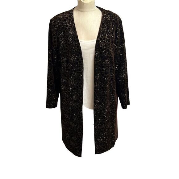 Onyx Nite Brown Metallic Duster Cardigan - Picture 1 of 8